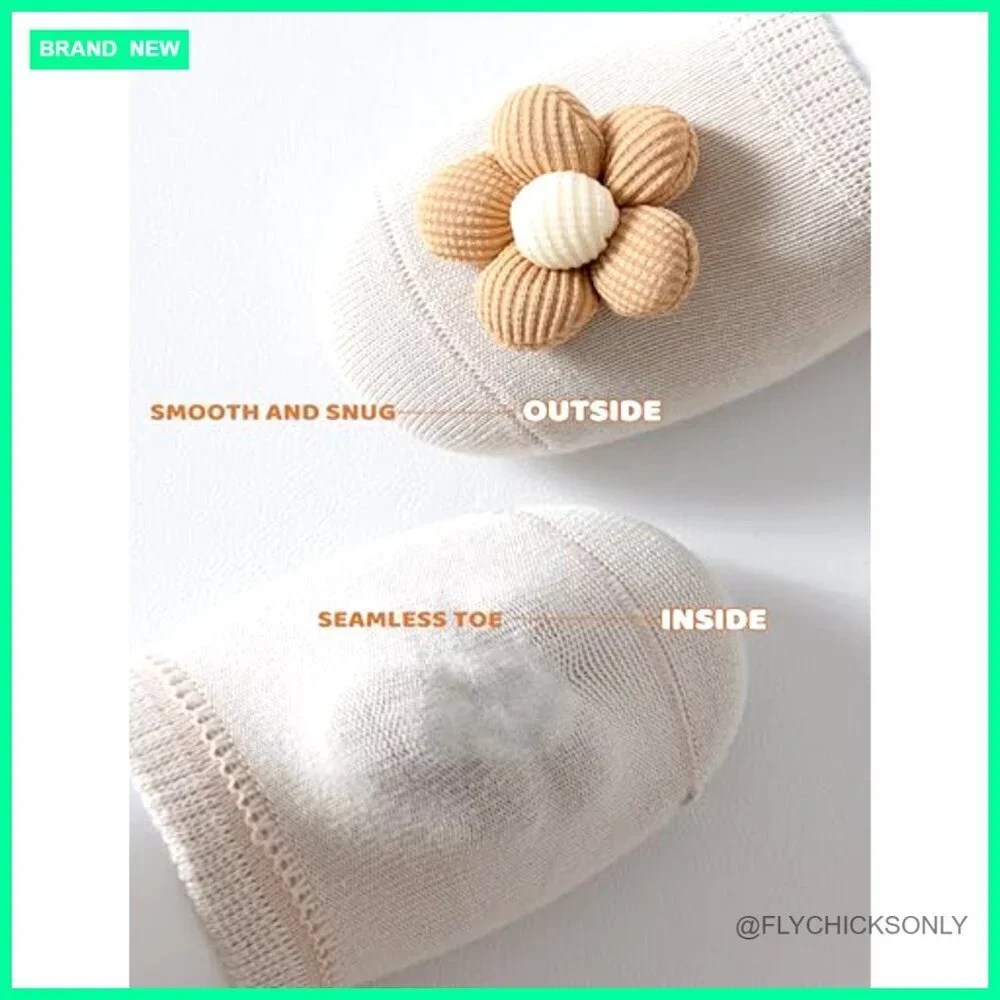 Toddler Non-Slip Ankle Socks 4 Pairs Cotton Floral Design